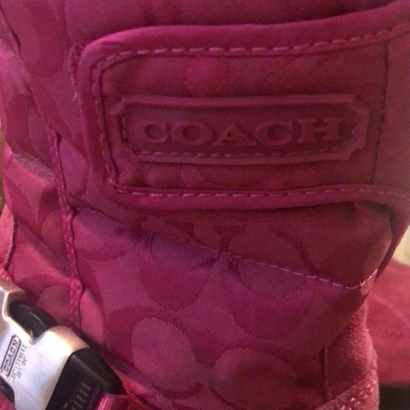 Coach Boots Sandi Dark Pink Mid Calf Signature Quilted Suede 6.5 Ankle Buckle - Picture 11 of 11